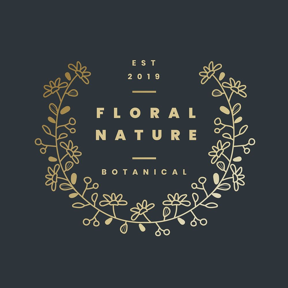 Wellness business logo template, floral editable design psd