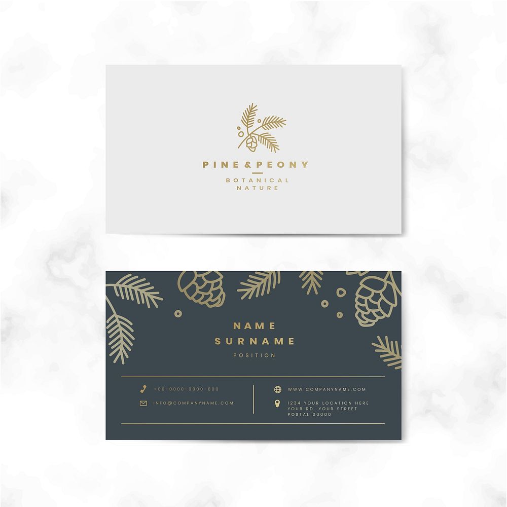 Two sided floral name card vector