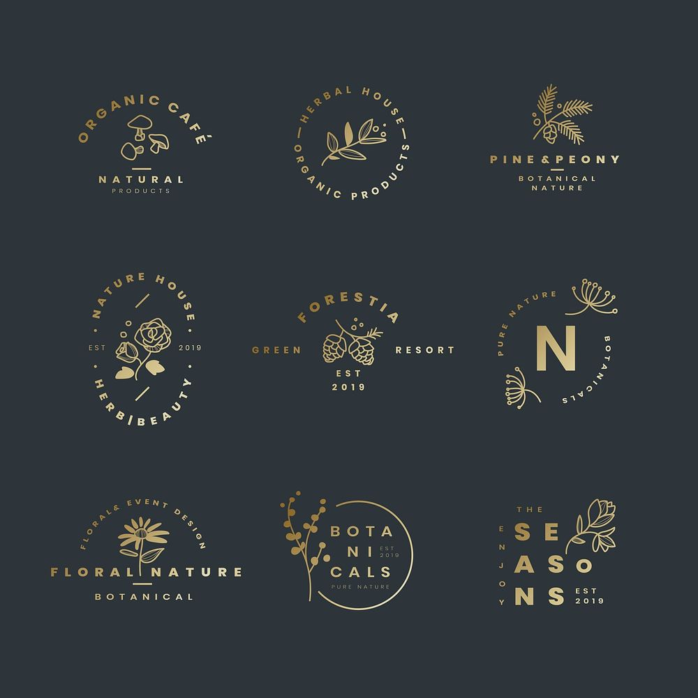 Set of botanical logo design vectors