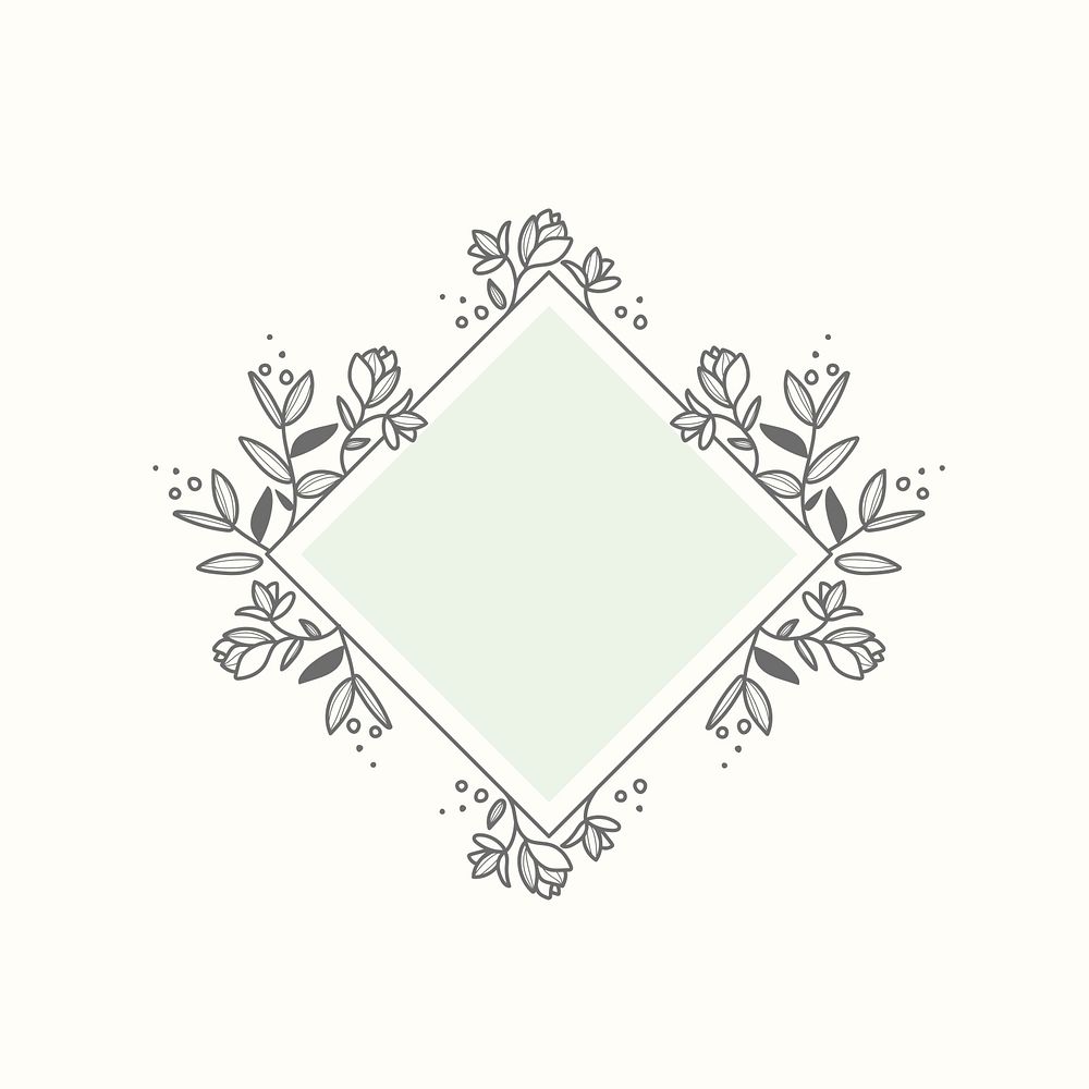 Flower logo frame clipart, botanical graphic element psd