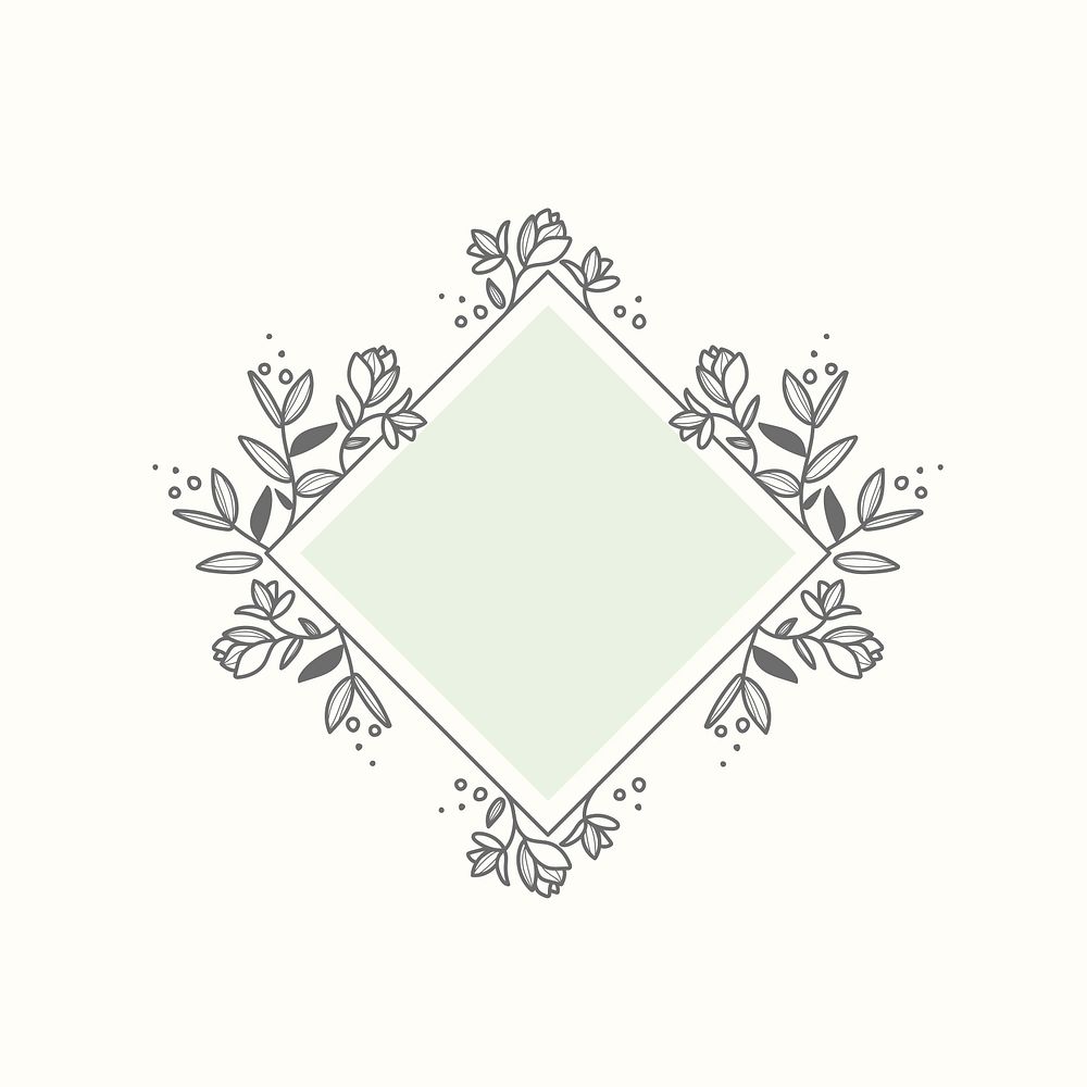 Flower logo frame clipart, botanical graphic element