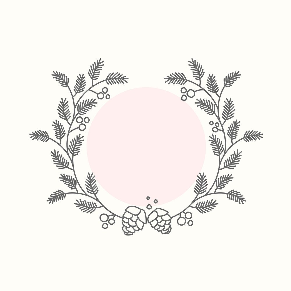 Laurel logo frame, pink botanical illustration psd