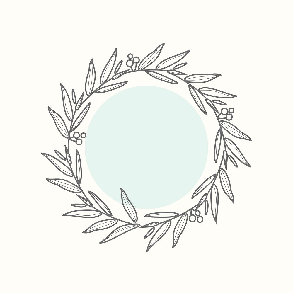 Wreath logo frame clipart, aesthetic botanical design