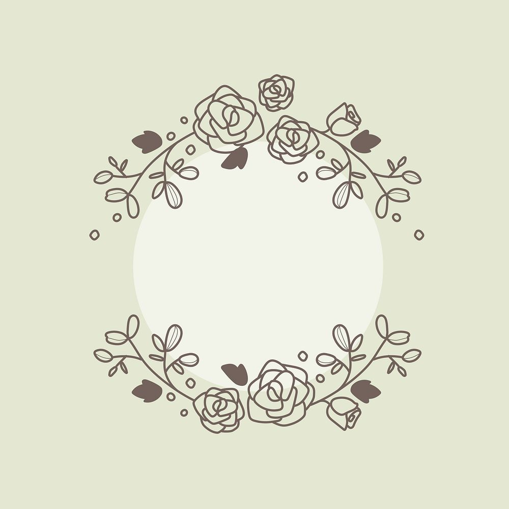 Rose logo ornament, green aesthetic illustration psd