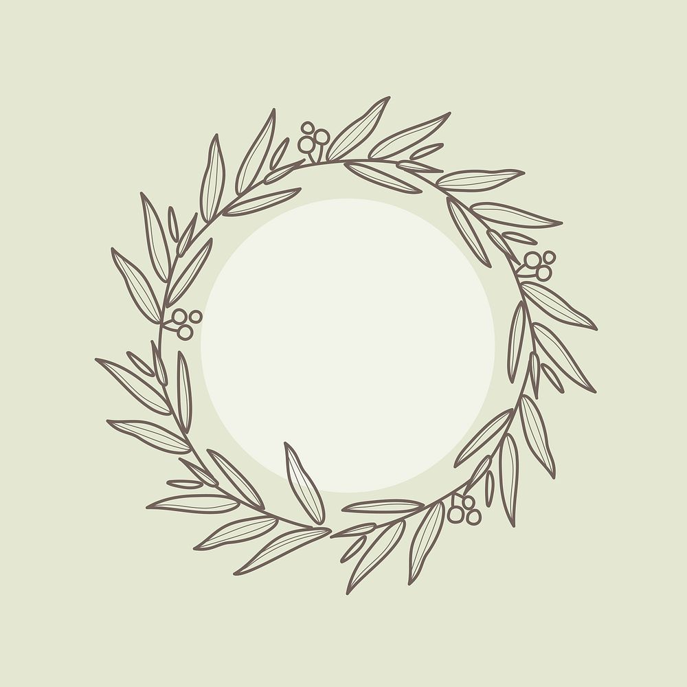 Wreath logo frame clipart, aesthetic botanical design with blank space