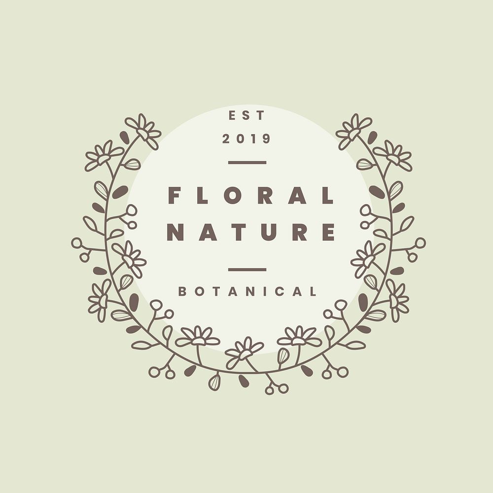 Floral logo template, professional design for wellness business psd