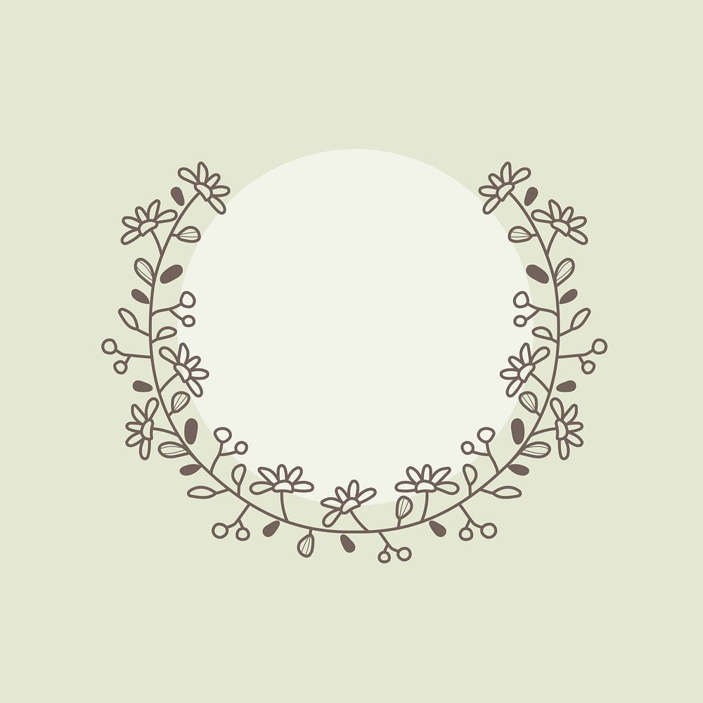 Floral logo element, beautiful botanical illustration psd