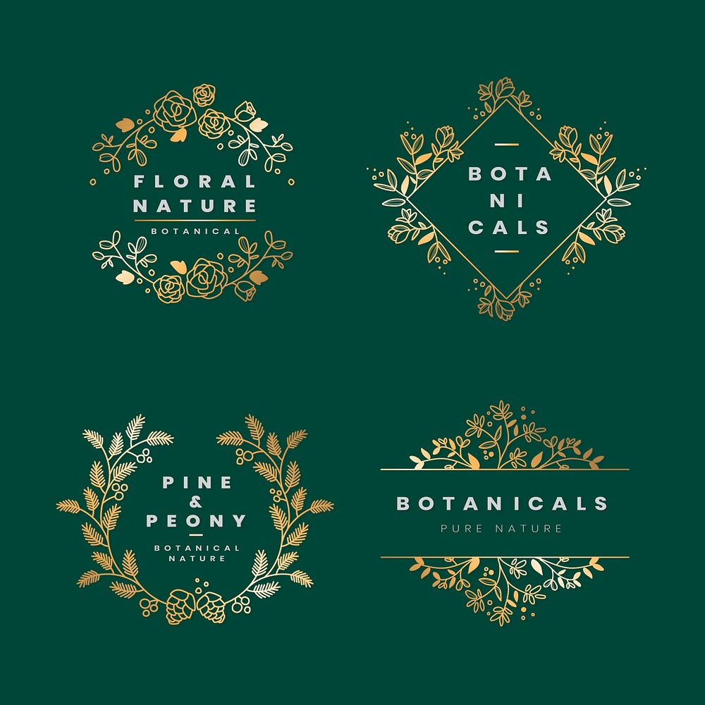 Set of floral botanical frame vectors