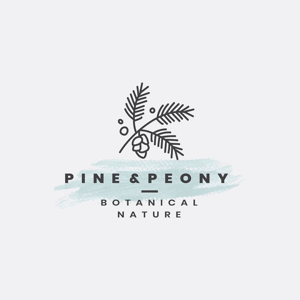 Pine and peony botanical nature vector