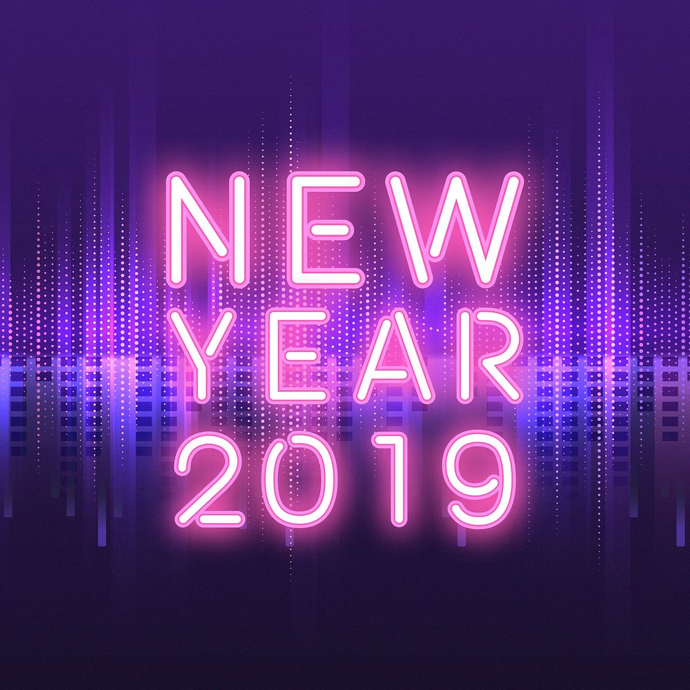 New year 2019 neon sign vector