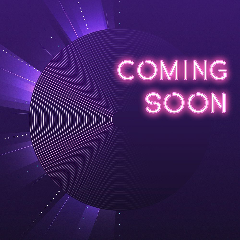 Purple coming soon neon icon vector