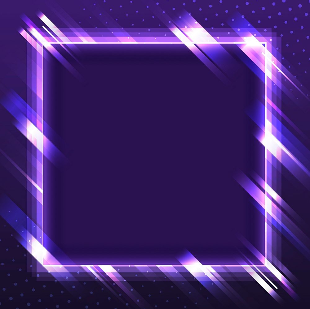 Blank violet square neon signboard vector