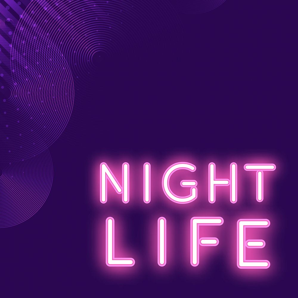 Pink nightlife neon sign vector