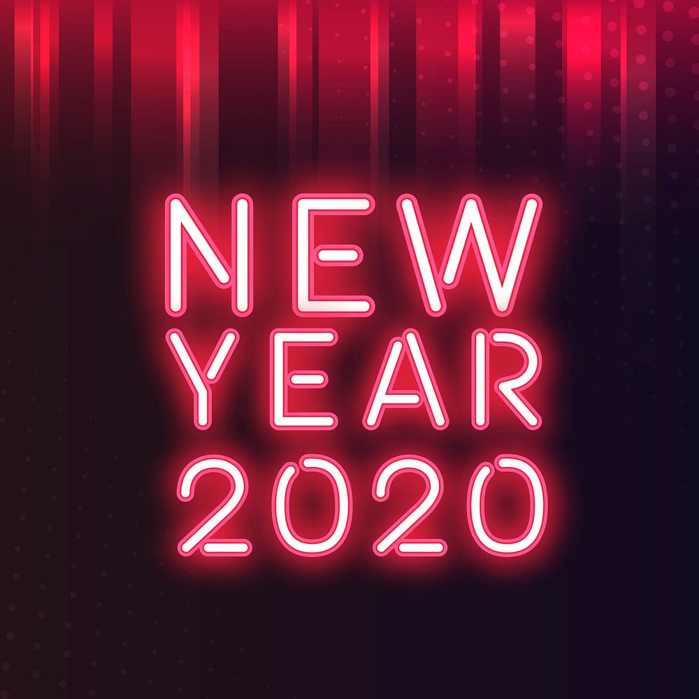 Red new year 2020 neon sign vector