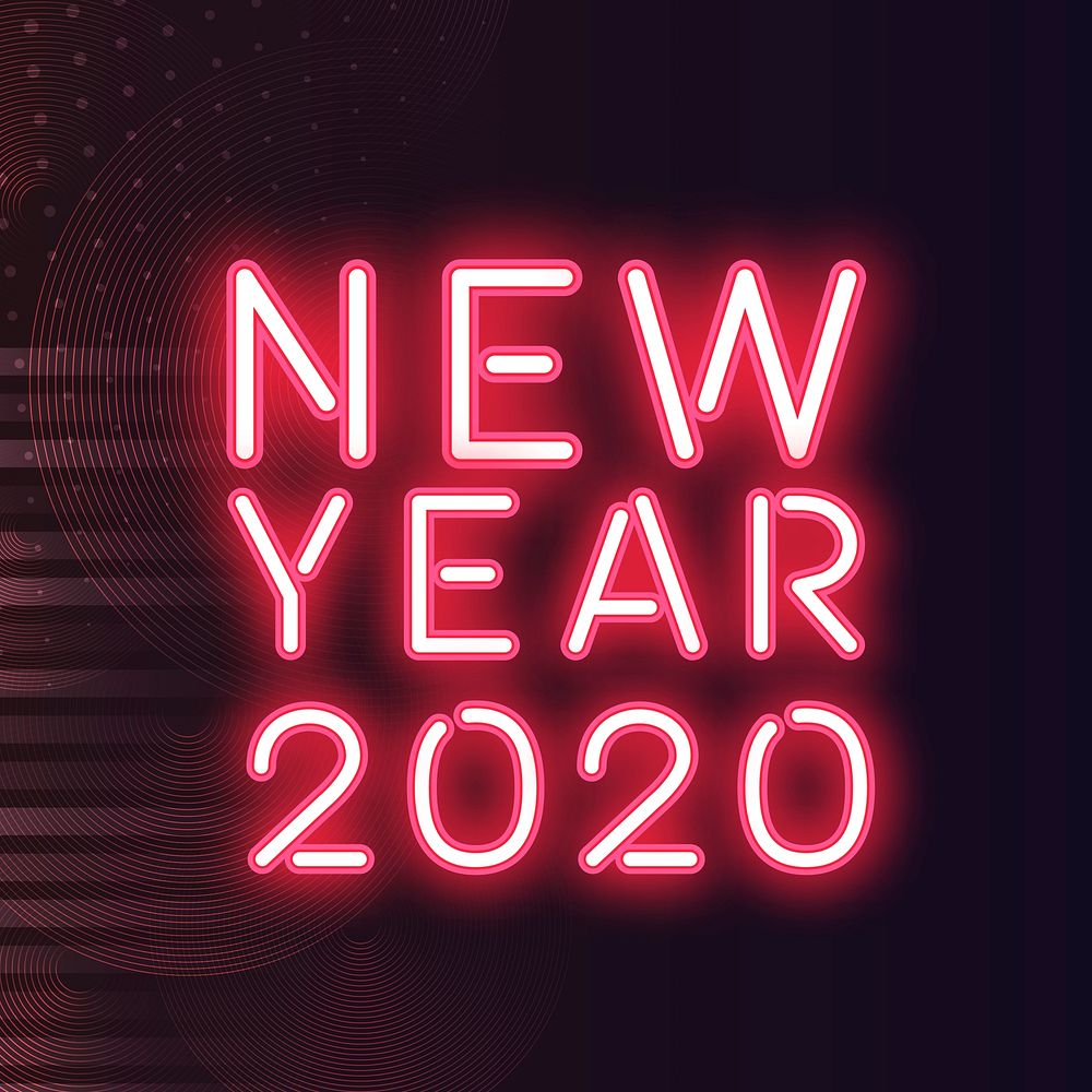 Red new year 2020 neon sign vector