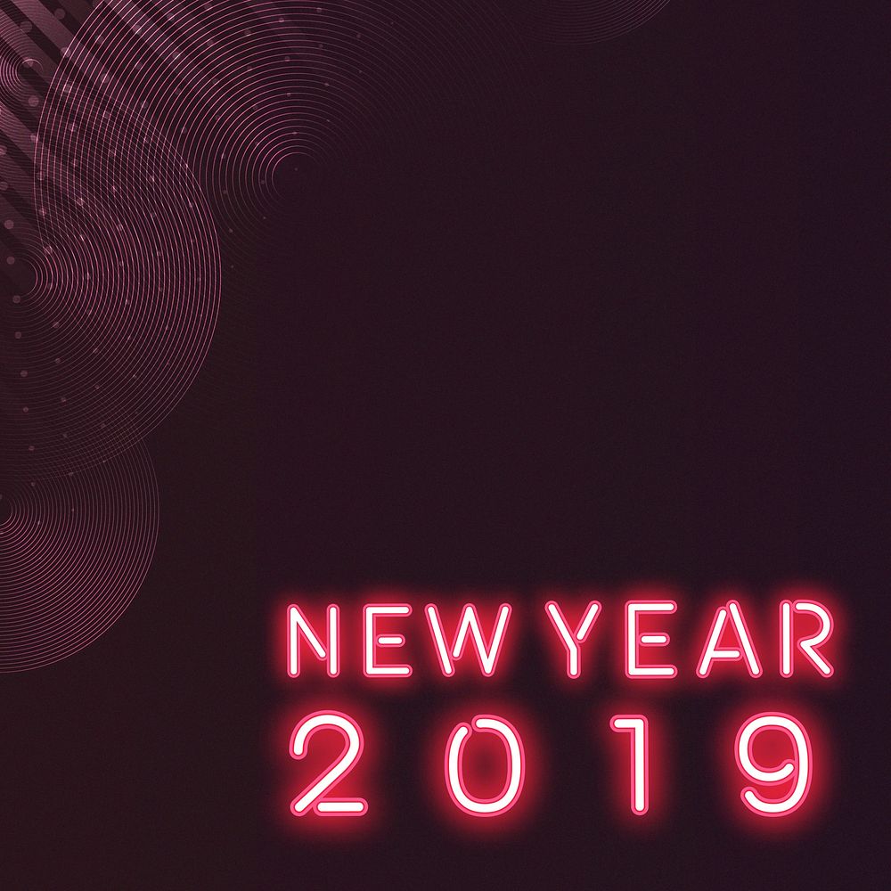 Red new year 2019 neon sign vector