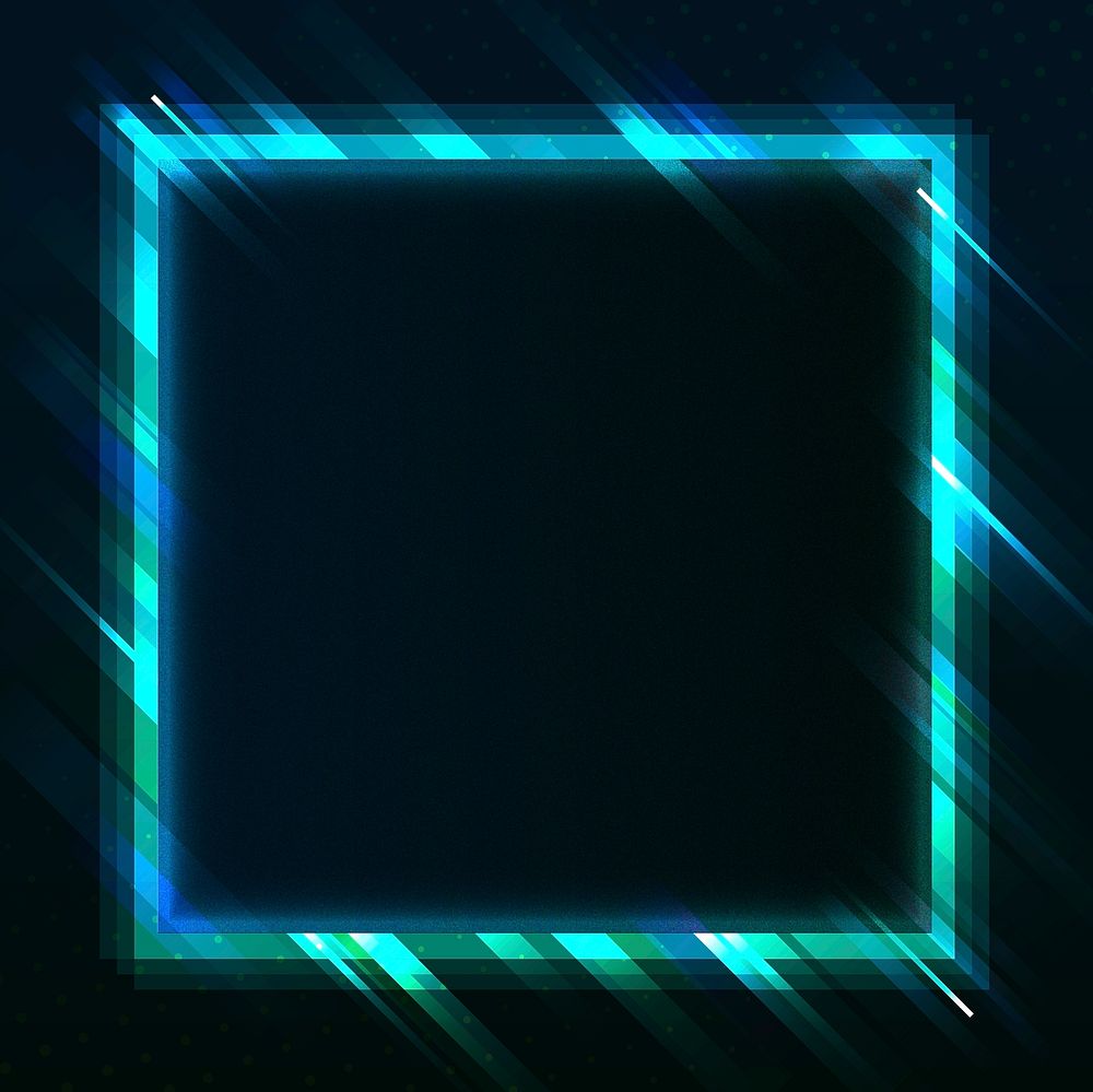 Blank green square neon signboard vector