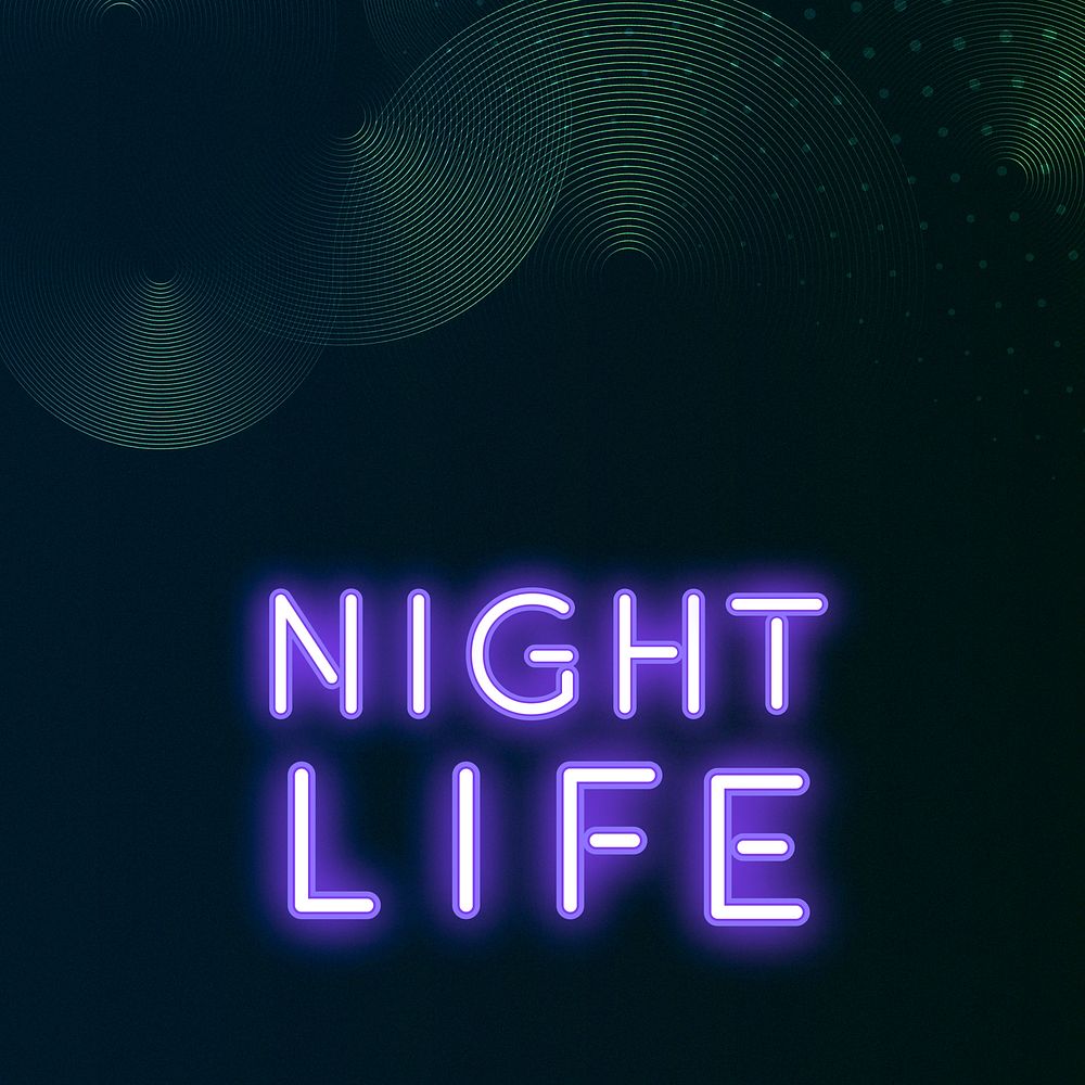Purple nightlife neon sign vector