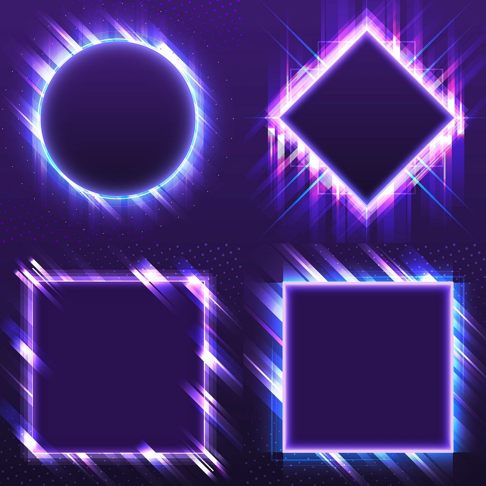 Blank purple signboard vectors set