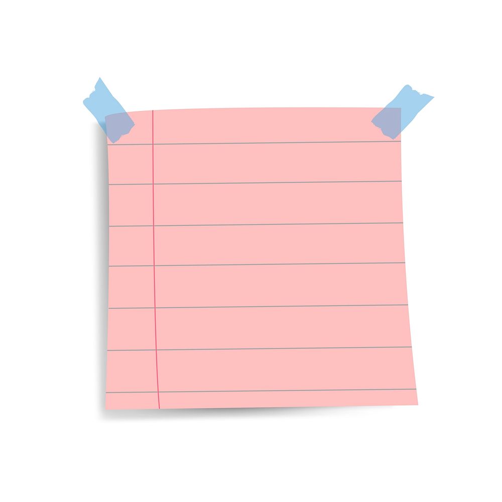 Blank square pink reminder paper note vector
