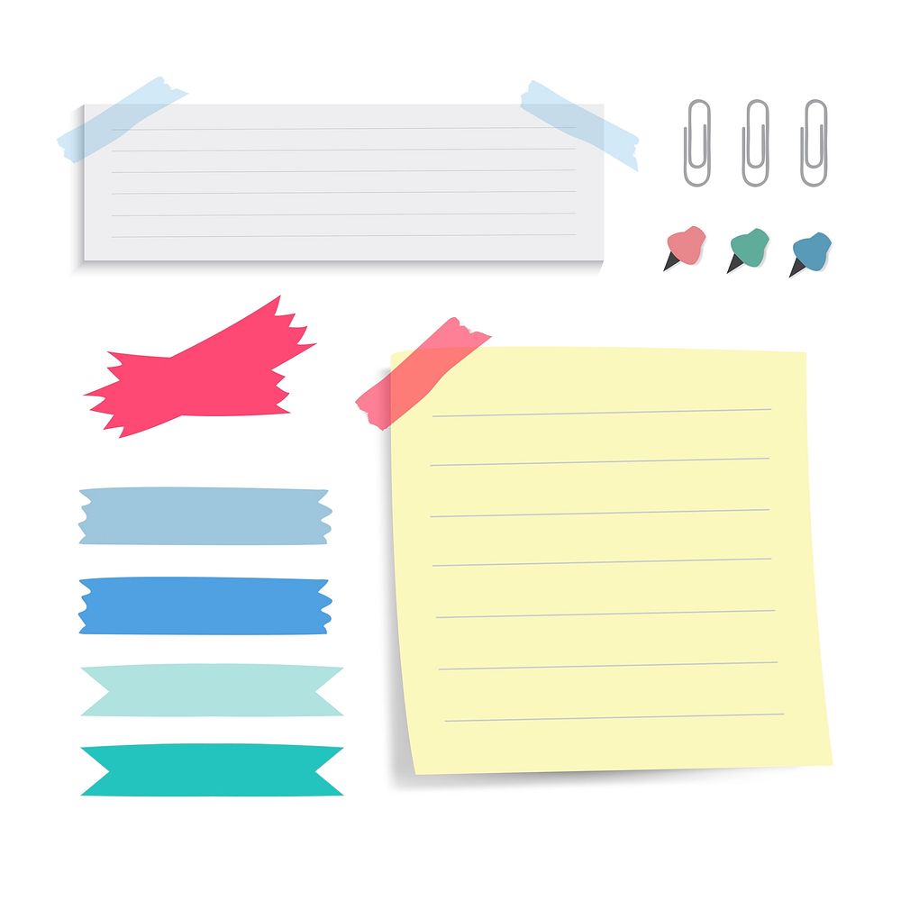 Colorful reminder paper notes vector set