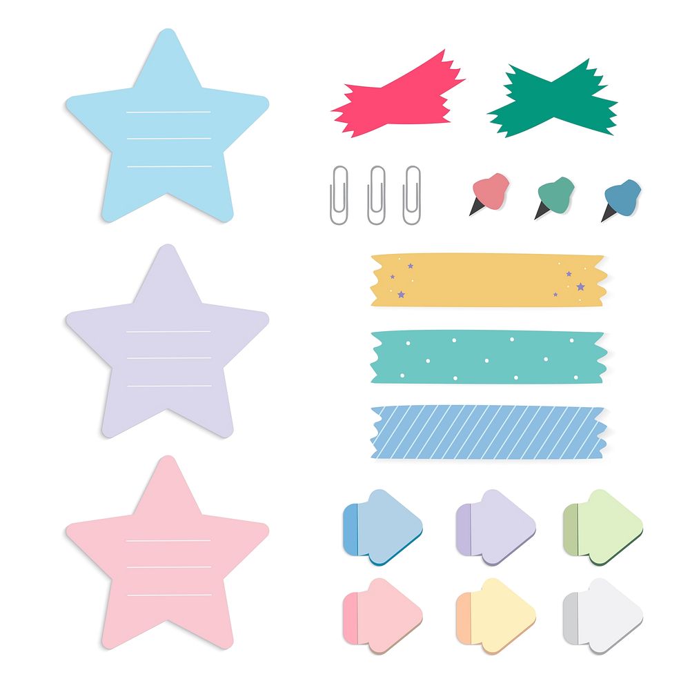 Colorful reminder paper notes vector set