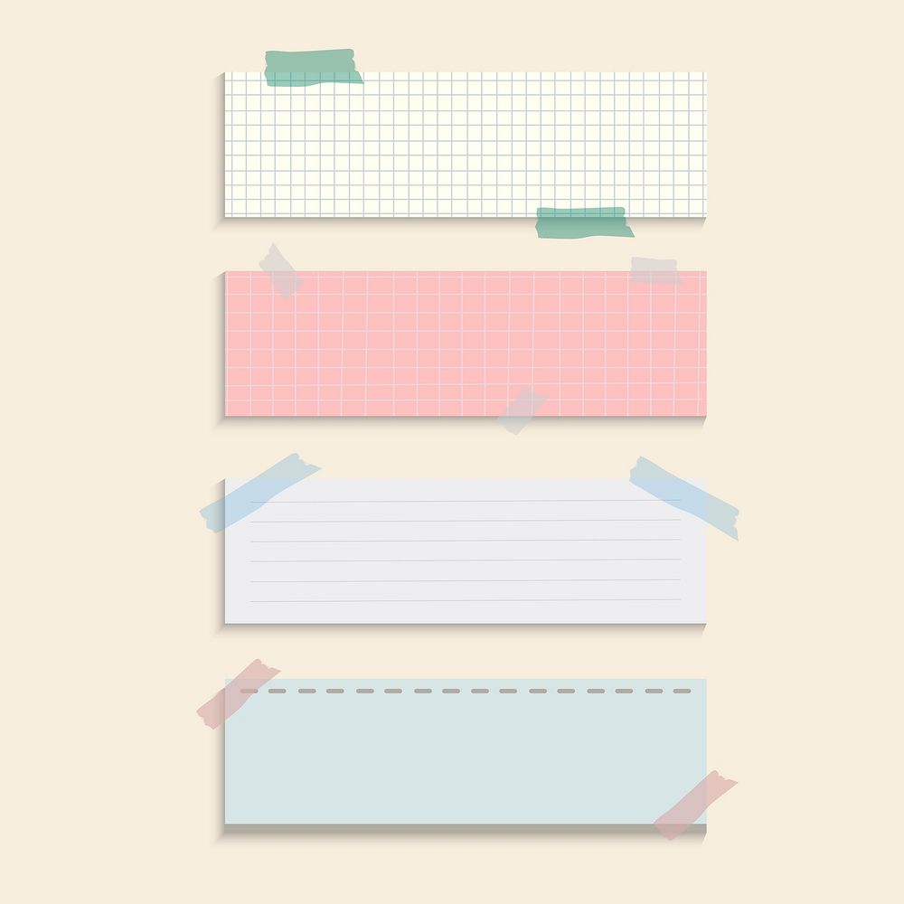 Rectangle reminder paper notes vector set