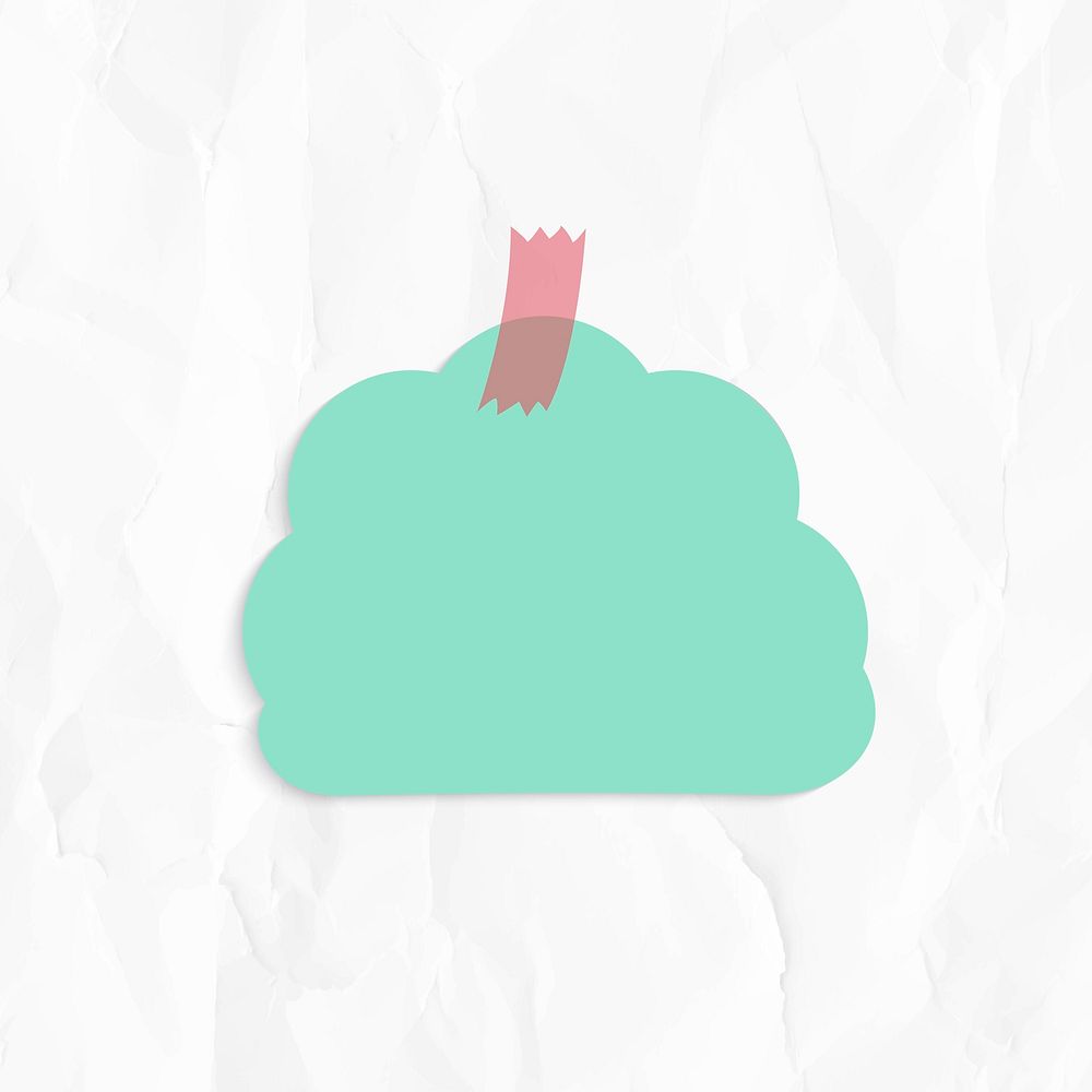 Green cloud shaped reminder note sticker vector
