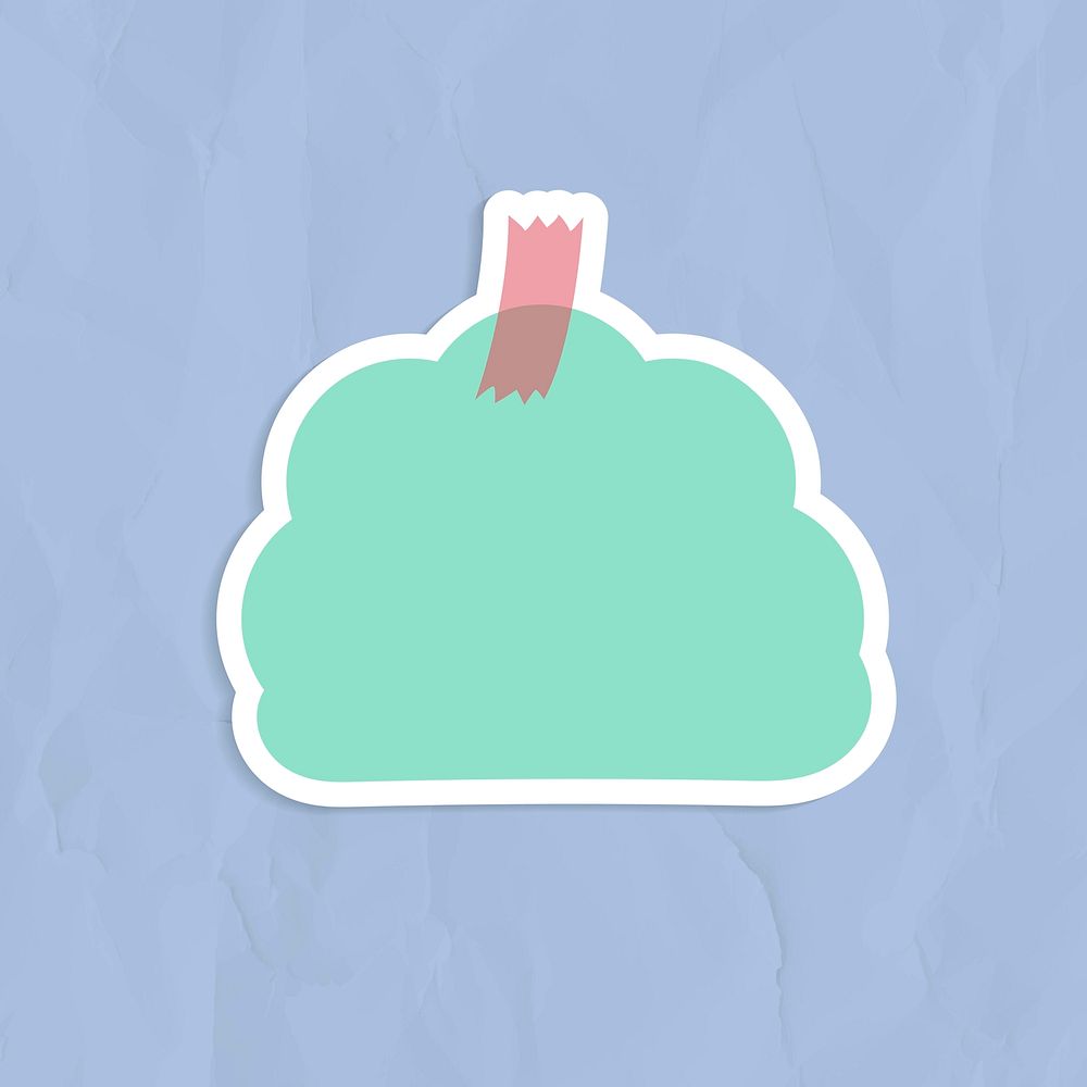 Green cloud shaped reminder note sticker vector