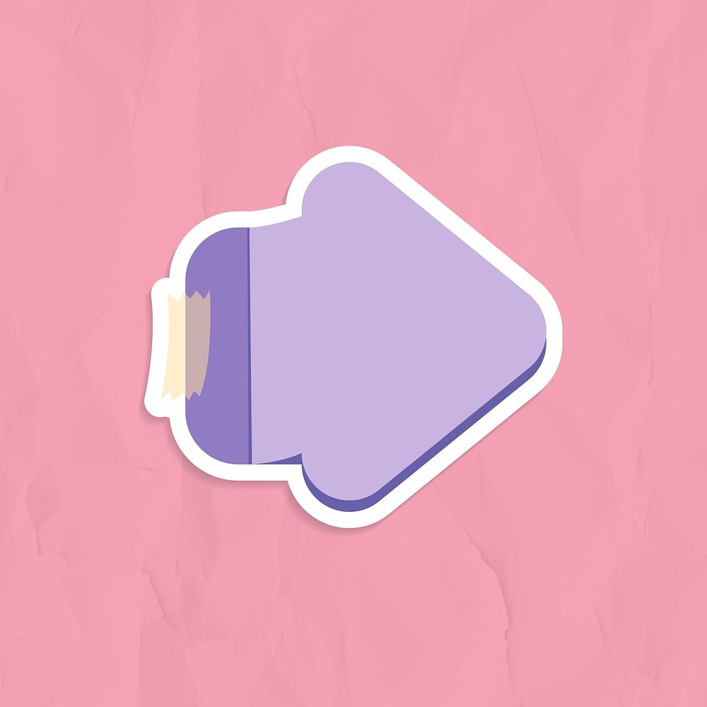 Purple arrow shaped reminder note sticker vector