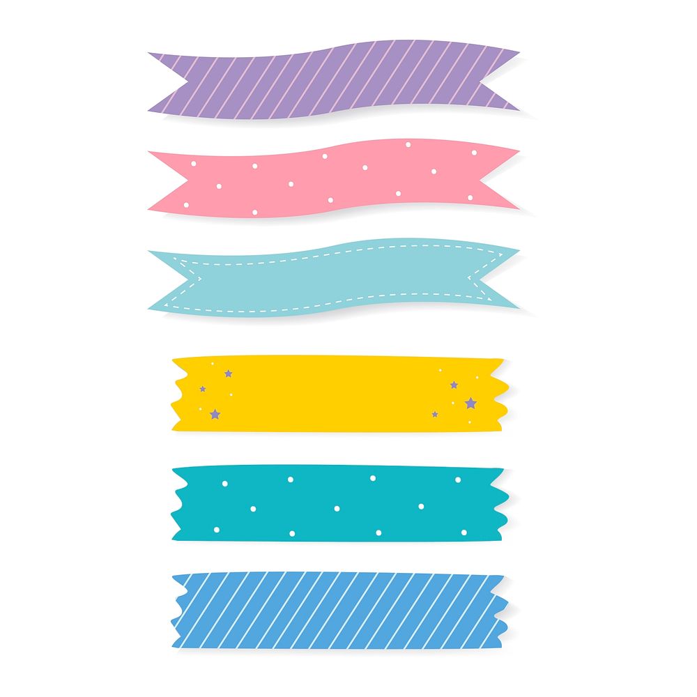Colorful patterned adhesive tape vector set