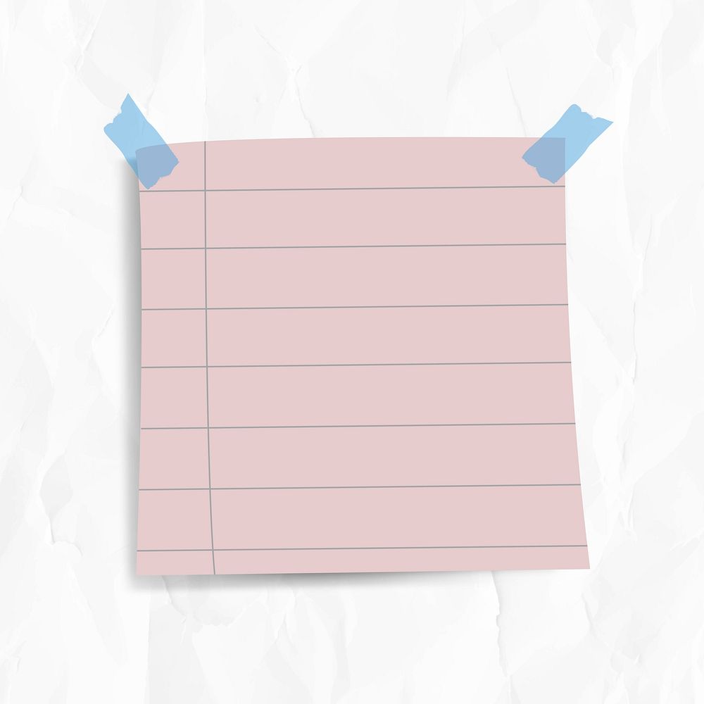 Blank lined notepaper set with sticky tape on wrinkled paper background