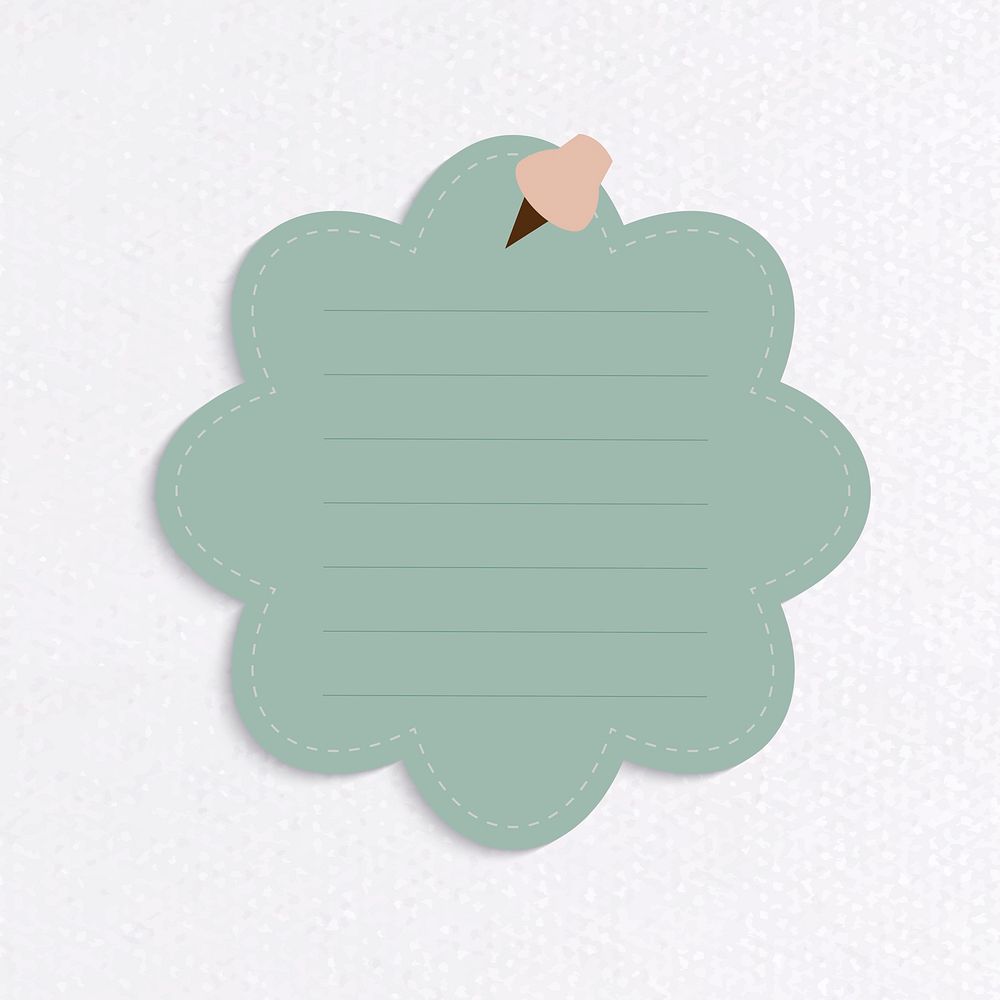 Blank flower shape notepaper set with pin on textured background