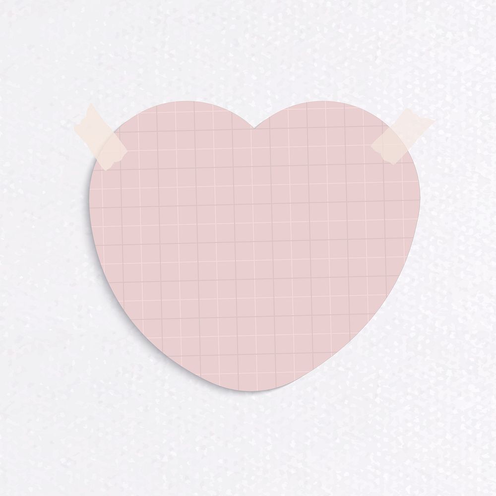 Blank heart shape paper set with sticky tape on textured paper background vector