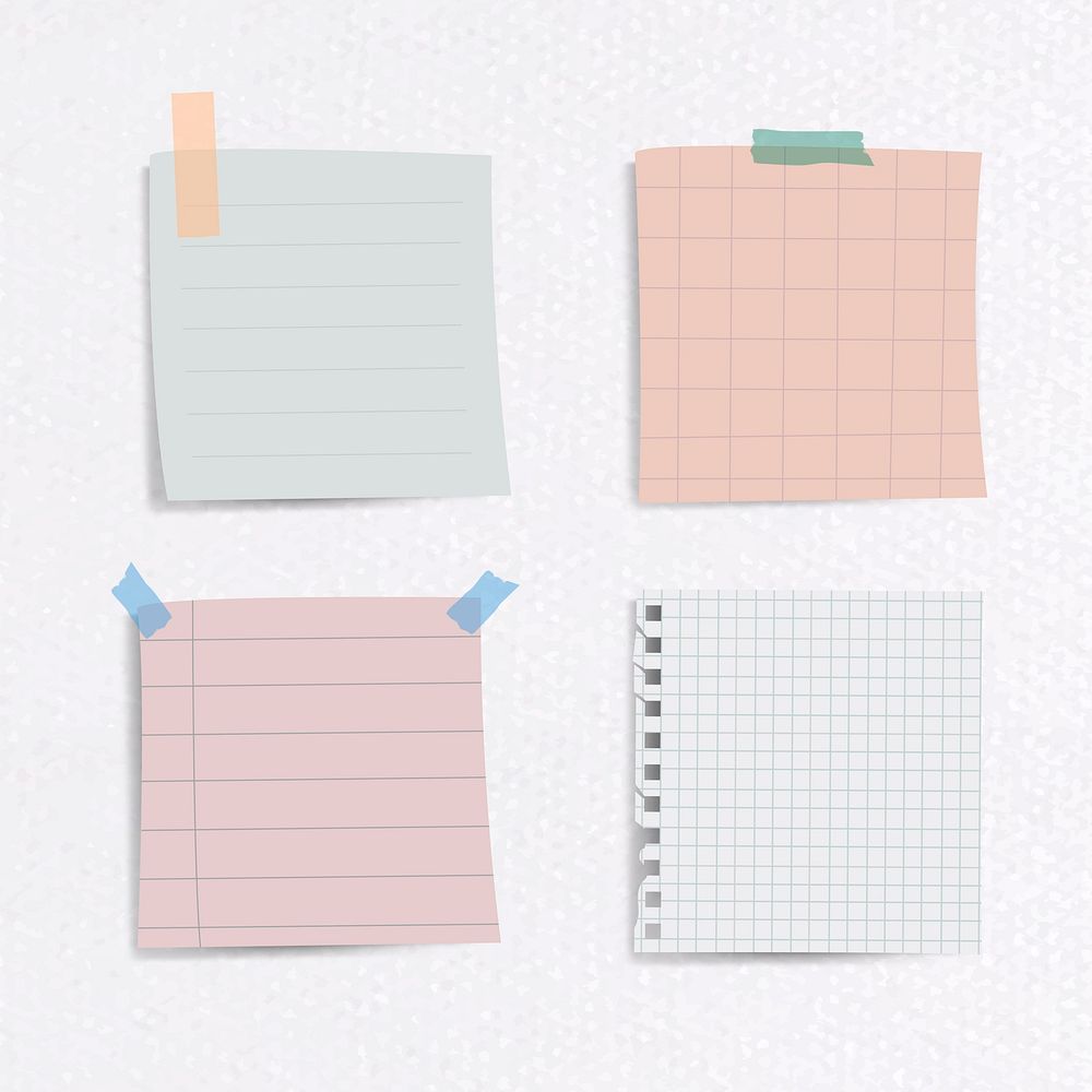 Set of notepaper on textured paper background