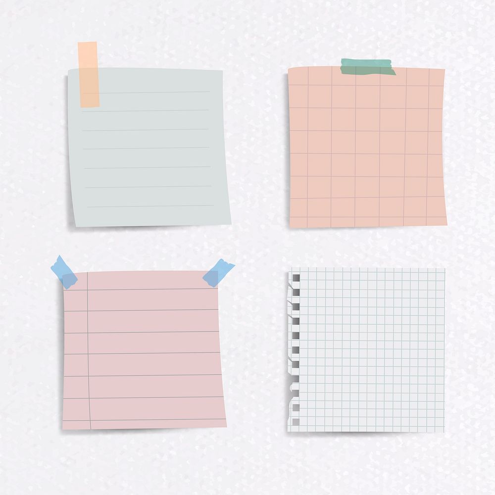 Set of notepaper on textured paper background vector