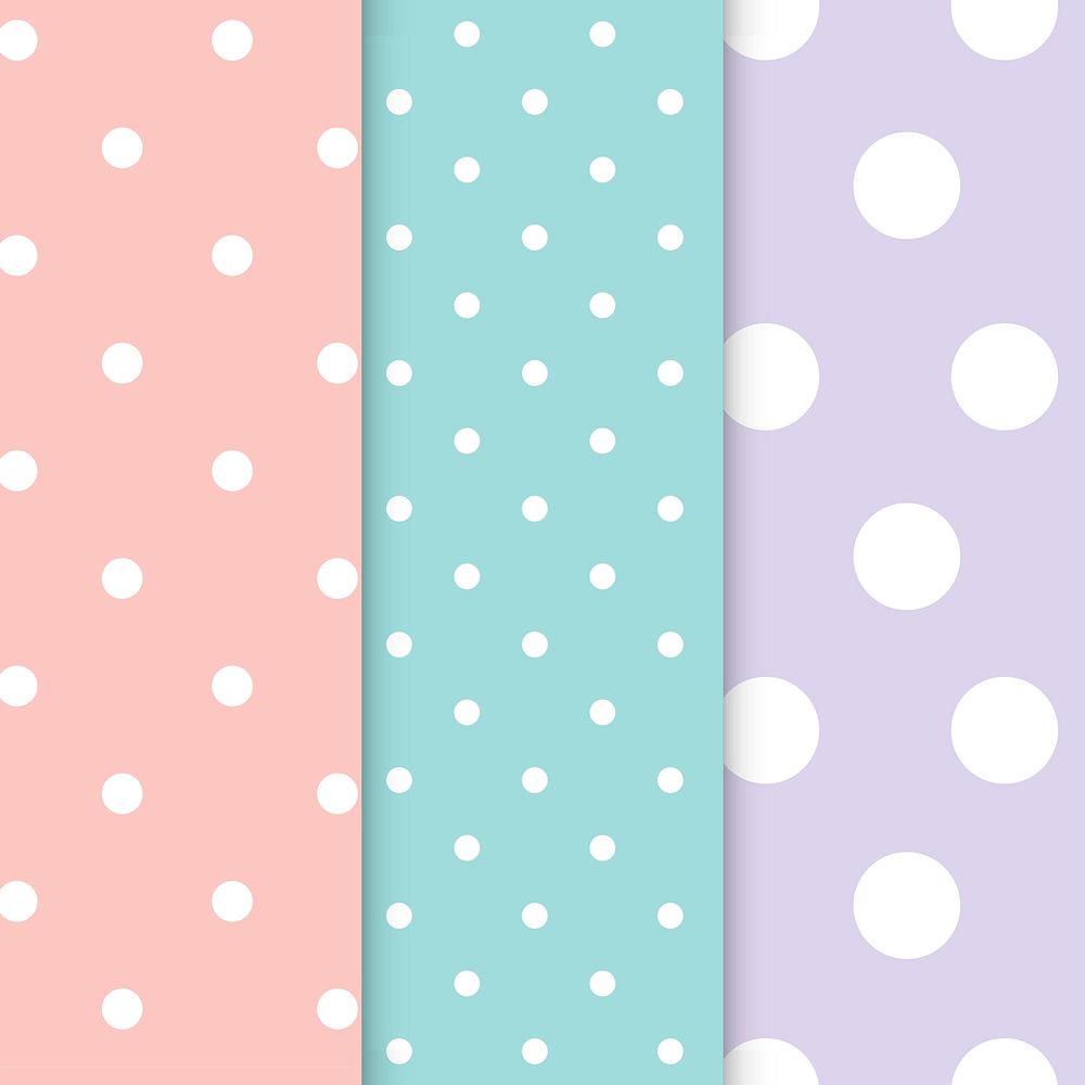 Pastel polka dot seamless pattern vector set