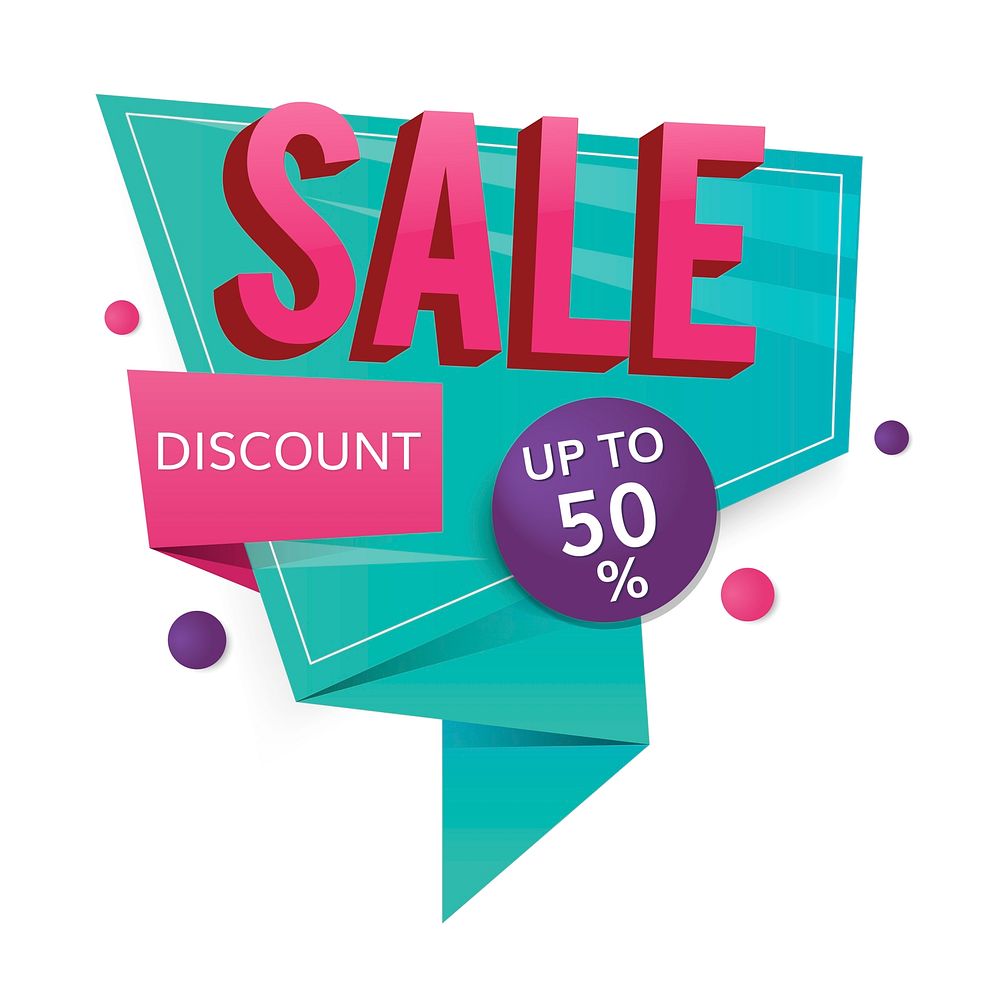 Colorful sale discount 50% off shop promotion badge vector
