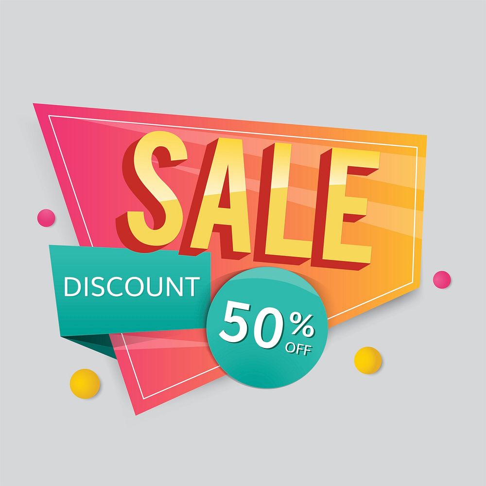 Colorful sale discount 50% off shop promotion badge vector