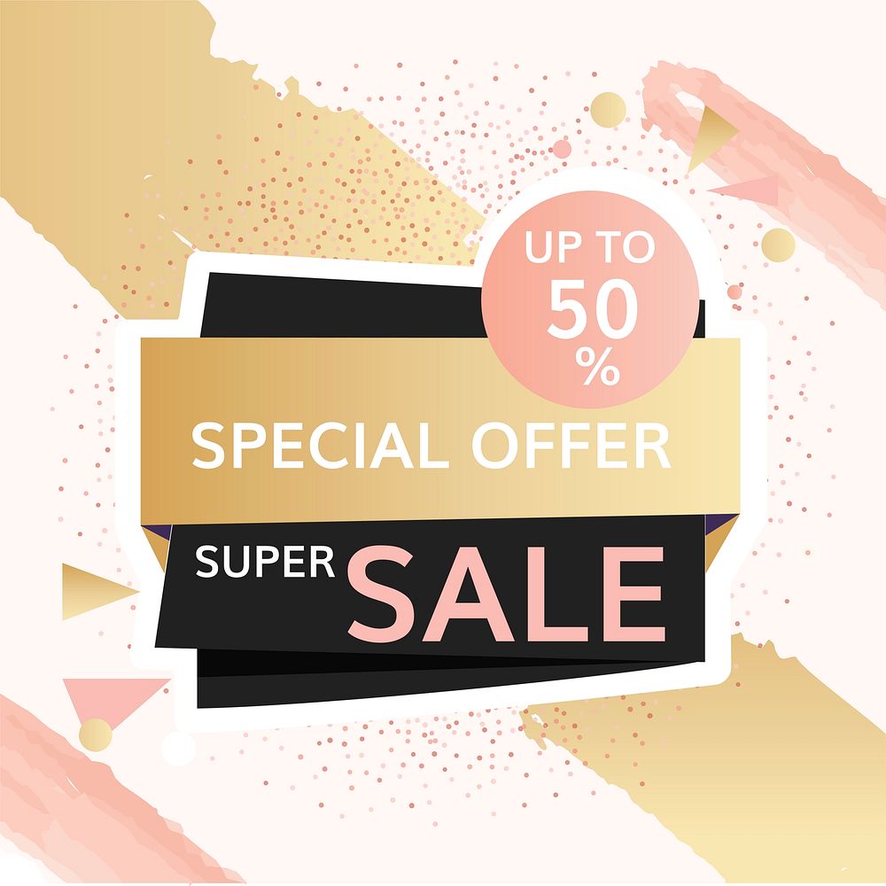 50% off shop special offer sale promotion badge vector