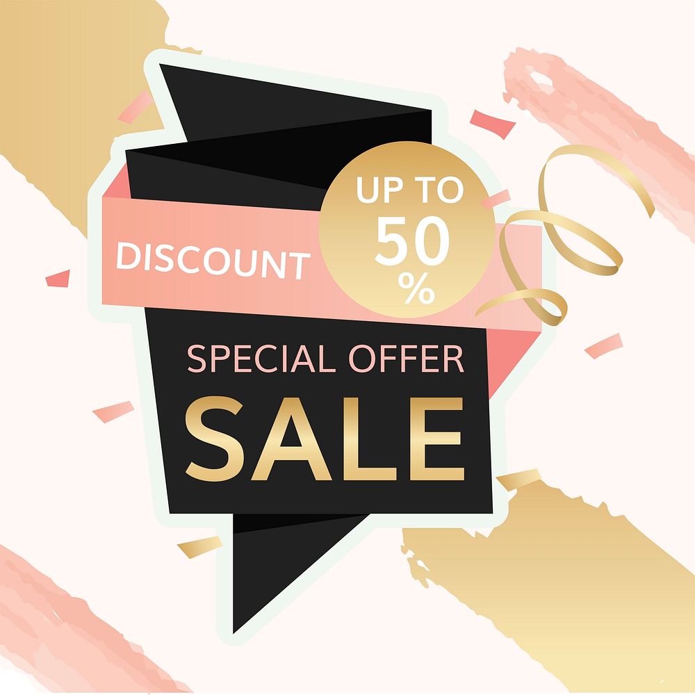 Up to 50% off shop special offer sale promotion badge vector