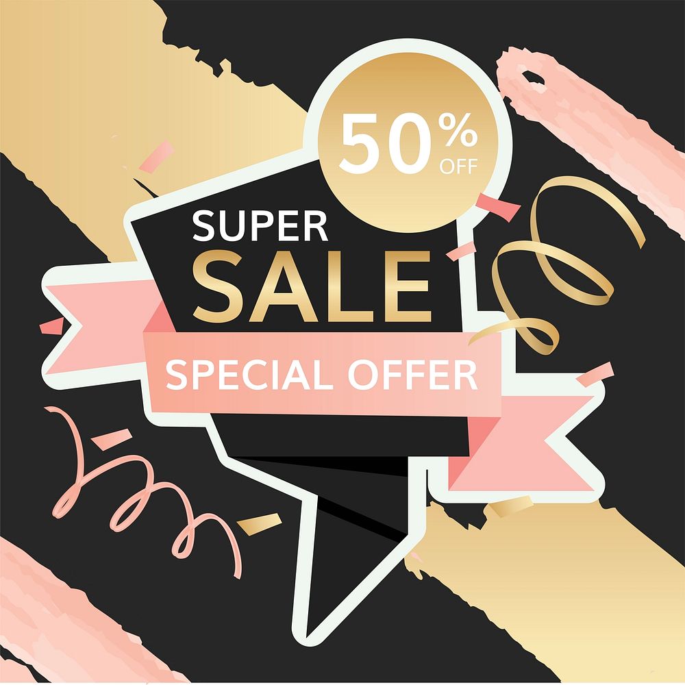 50% off shop special offer sale promotion badge vector