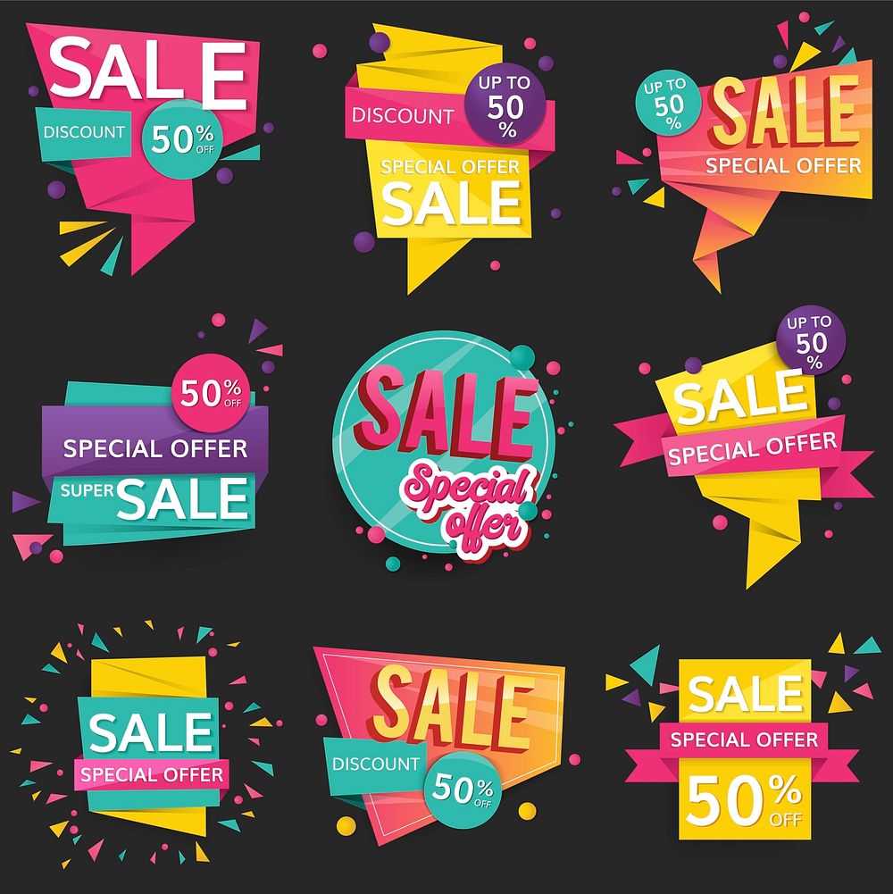 Shop sale and promotion advertisement badges vector set