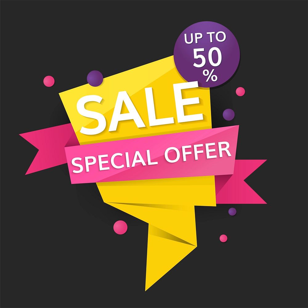 Colorful 50% discount off shop special offer sale promotion badge vector