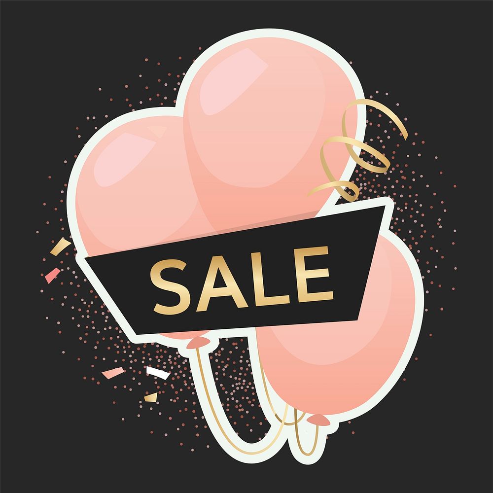 Shop sale promotion advertisement on pink balloons vector