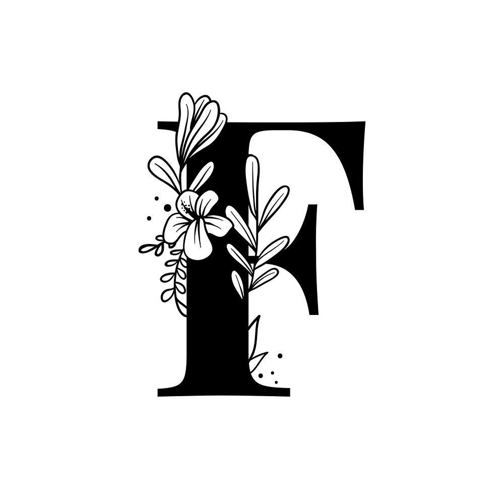 Botanical capital letter F vector