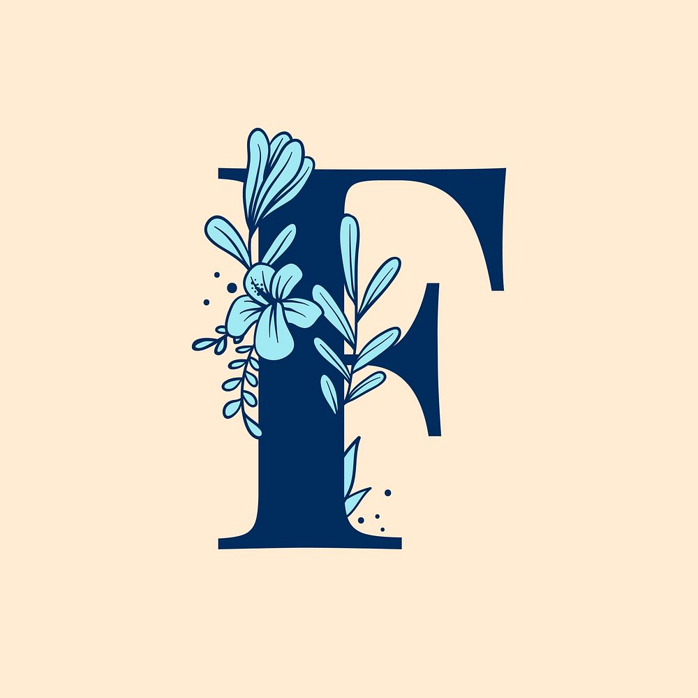 Botanical capital letter F vector