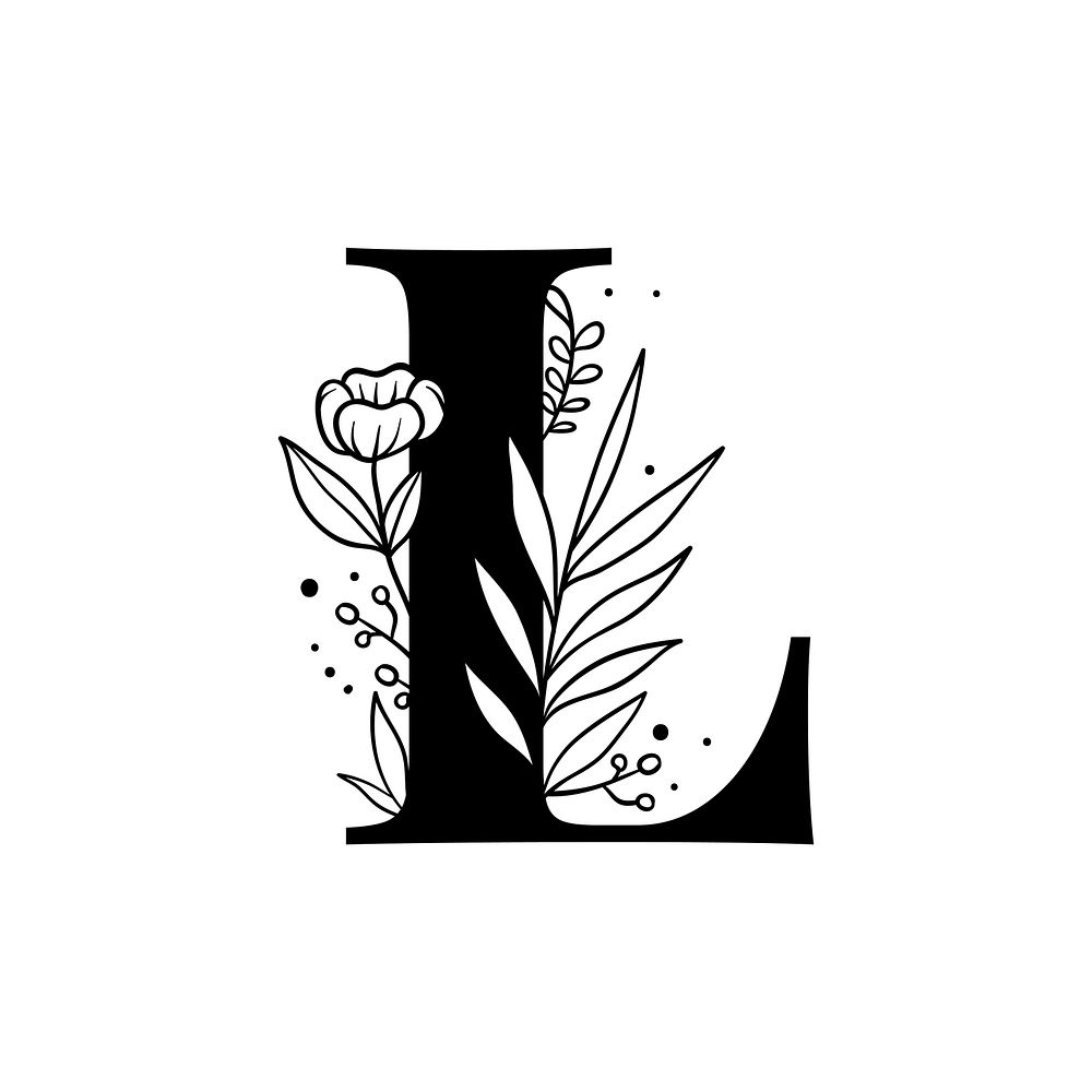 Botanical capital letter L vector
