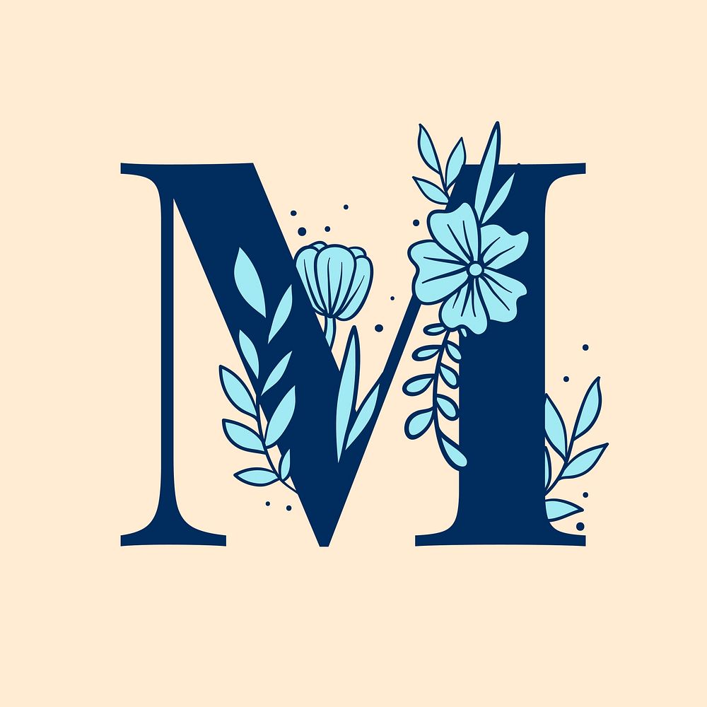 Botanical capital letter M vector