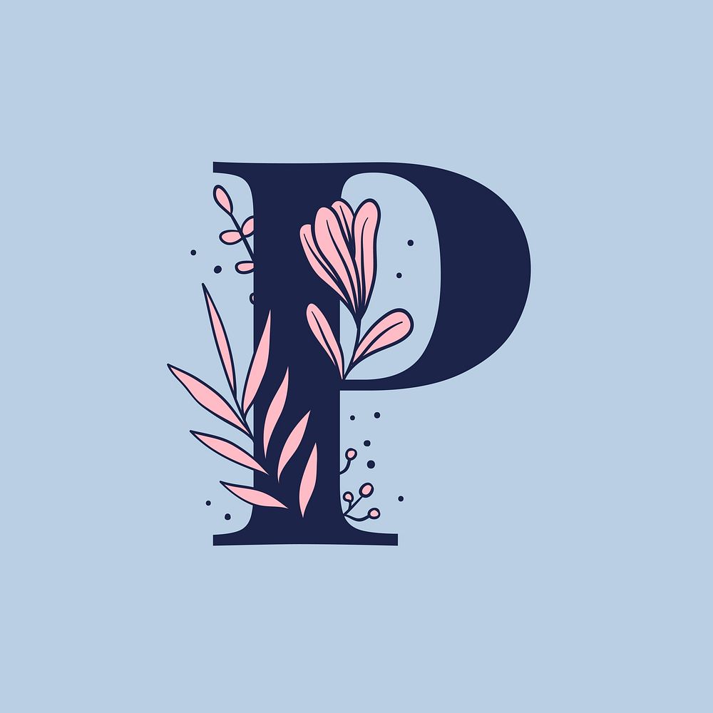 Botanical capital letter P vector